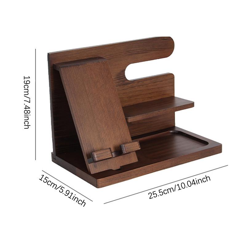 Nachtkastje Organizer Hout Telefoon Docking Station Sleutelhouder Portemonnee Stand Horloge Organizer Valentijnsdag Cadeaus Voor Hem Houten Organizer