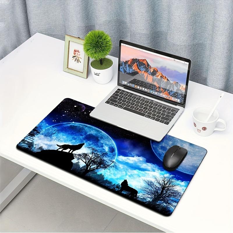 Nachtmalerei schöner Nachthimmel Mond Tier heulender Wolf Mauspads Große Tastaturunterlage Büro Laptop Gaming Lernzubehör