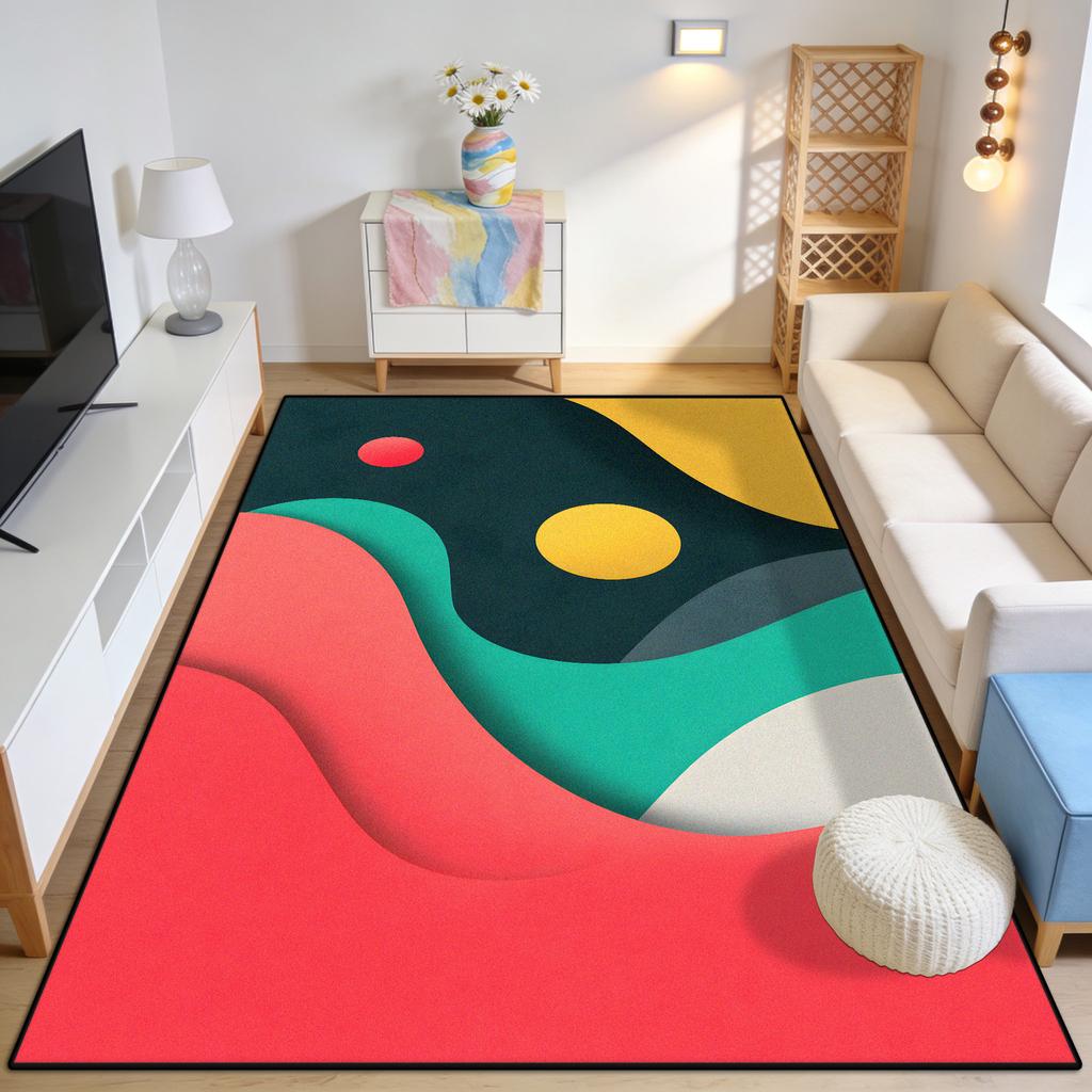 Modern Abstract Art Easy Clean Fluffy Carpet Decoration Bedroom Living Room Soft Cute Rug Antiskid Short Velvet Large Floor Mat