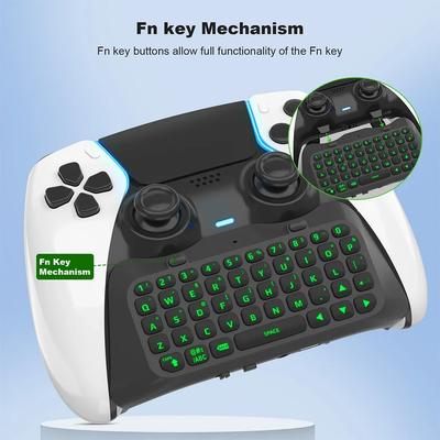 Mini Keypad Chatpad Bluetooth-Compatible Wireless Keyboard Green Backlight Built-in Speaker for PS5 Elite Handle
