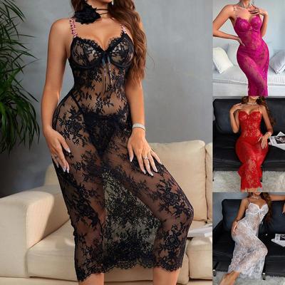 Lace Maxi Dress See Through Dress Spaghetti Strap Dress