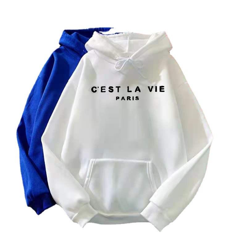 Letter Print Nový svetr s kapucí Dámský jarní líný styl s dlouhým rukávem, volný top s kapucí