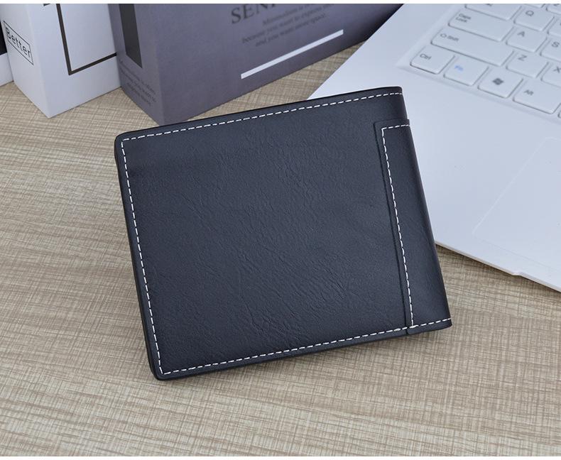 Men's Vintage Short Zipper Leather Wallet: High-End Spliced Embossed Multi-Functional Card Holder.