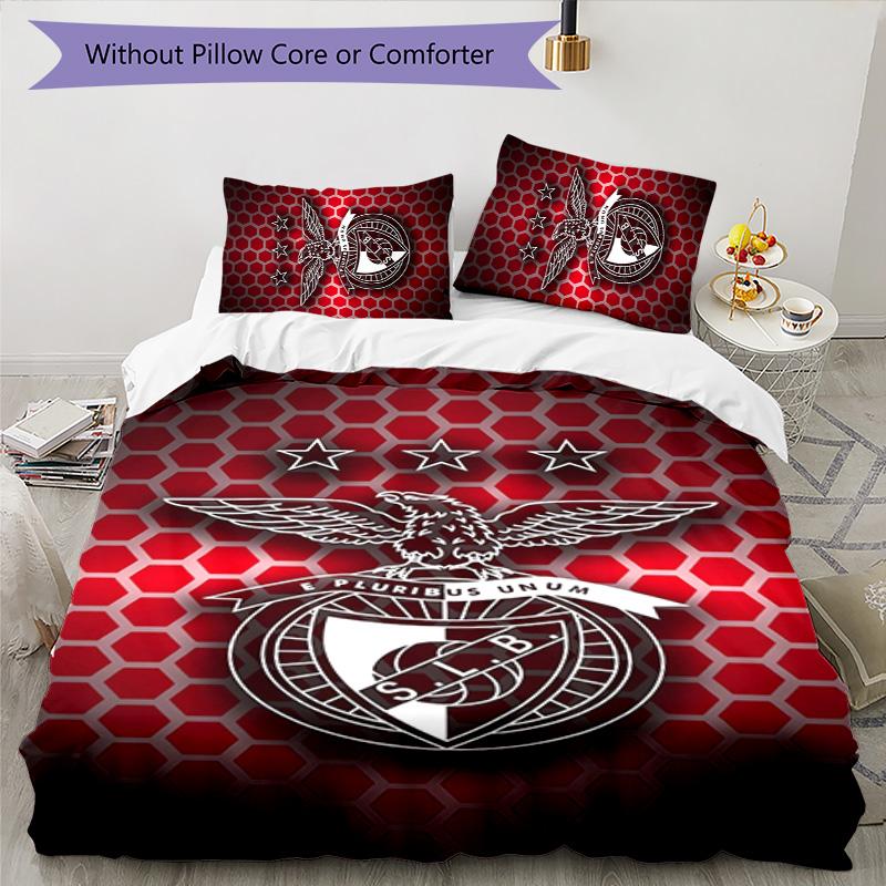 Benfica FC 3pcs Bedding Set Duvet Cover Closure Includes 1 Duvet Cover & 2 Pillowcases for All Seasons Bedroom Home Dorm Decor
