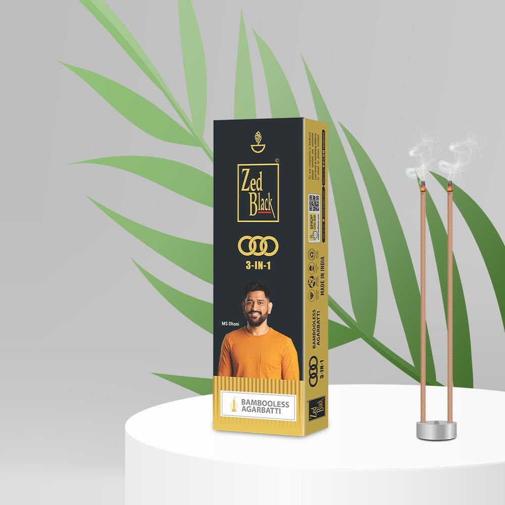 Zed Black 3in1 Bamboo Less Incense Sticks Pack of 2 (100gm X 2 = 200gm)  Long Lasting Fragrance for Home Meditation Relaxation