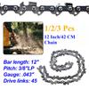 1/2/3 Pcs 12 Inch Metal Chainsaw Chain Spare Parts 45 Drive Links Saw Chain 3/8" LP .043" Gauge Semi Chisel For Wood Cutting