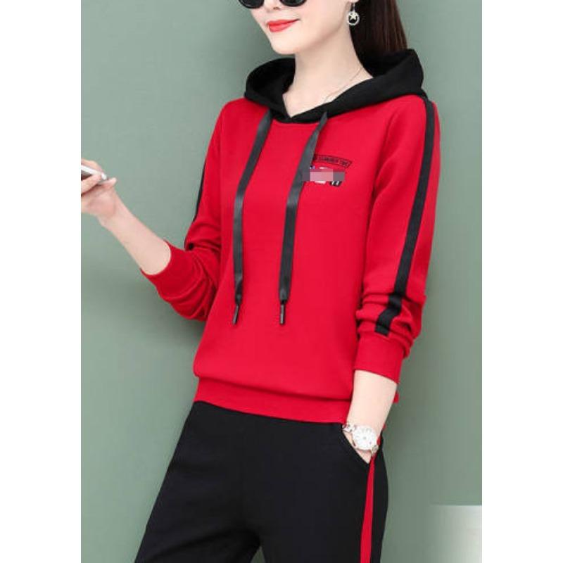 Spring and Autumn Casual Sports Suit Women's Fashion Korean Style Large Size Hooded Sweatshirt Two-piece Suit