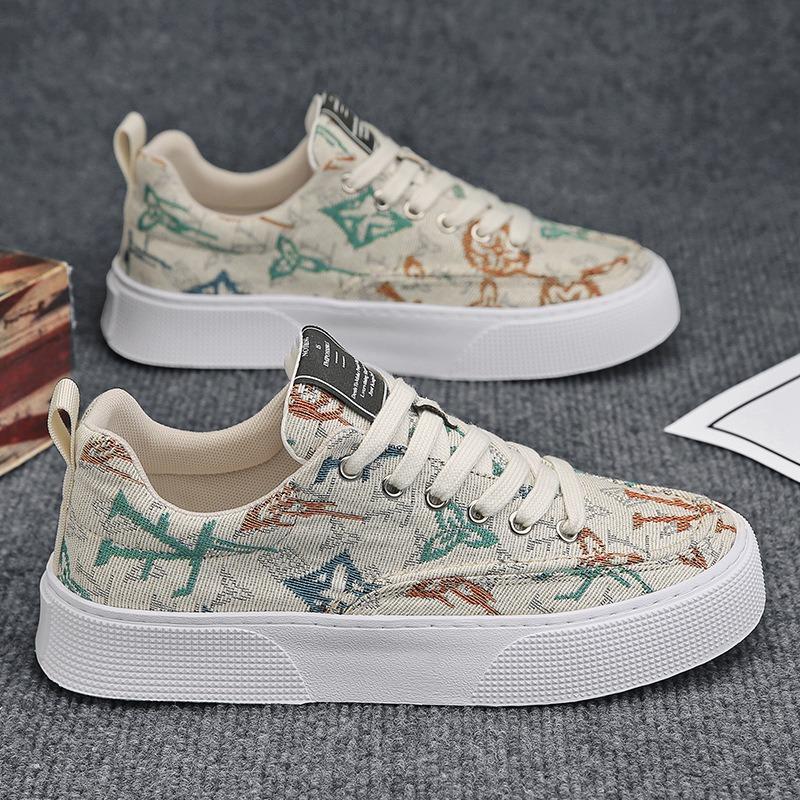 Men's shoes spring new breathable canvas shoes trendy versatile lightweight soft sole non-slip low-top board shoes men