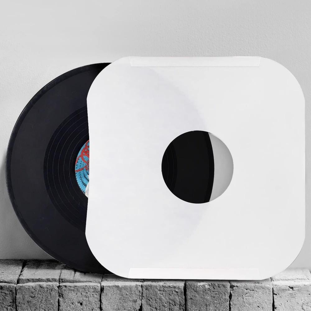 White Kraft Paper Vinyl Record Protective Covers - LP Record Jackets 12inch with Round Corner for Storage