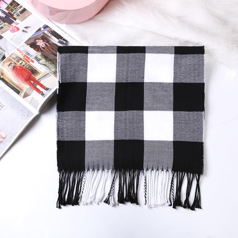 Stylish British Plaid Cashmere-Feel Scarf for Men & Children - Autumn/Winter Warm Shawl & Snood