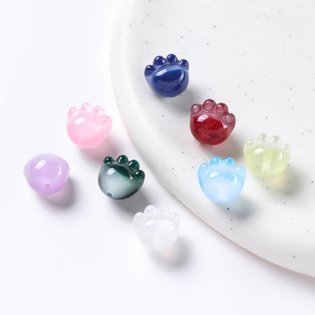 1Pcs Color Changing Cat Paw Resin Beads Luminous Animal Paw Loose Bead Pendant for DIY Bracelet Necklace Jewelry Accessories