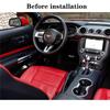 For Ford Mustang 2015-2019 Car Carbon Fiber Gear Shift Panel Cover Cup Holder Trim Decal Set  Interior Upgrade Accessories