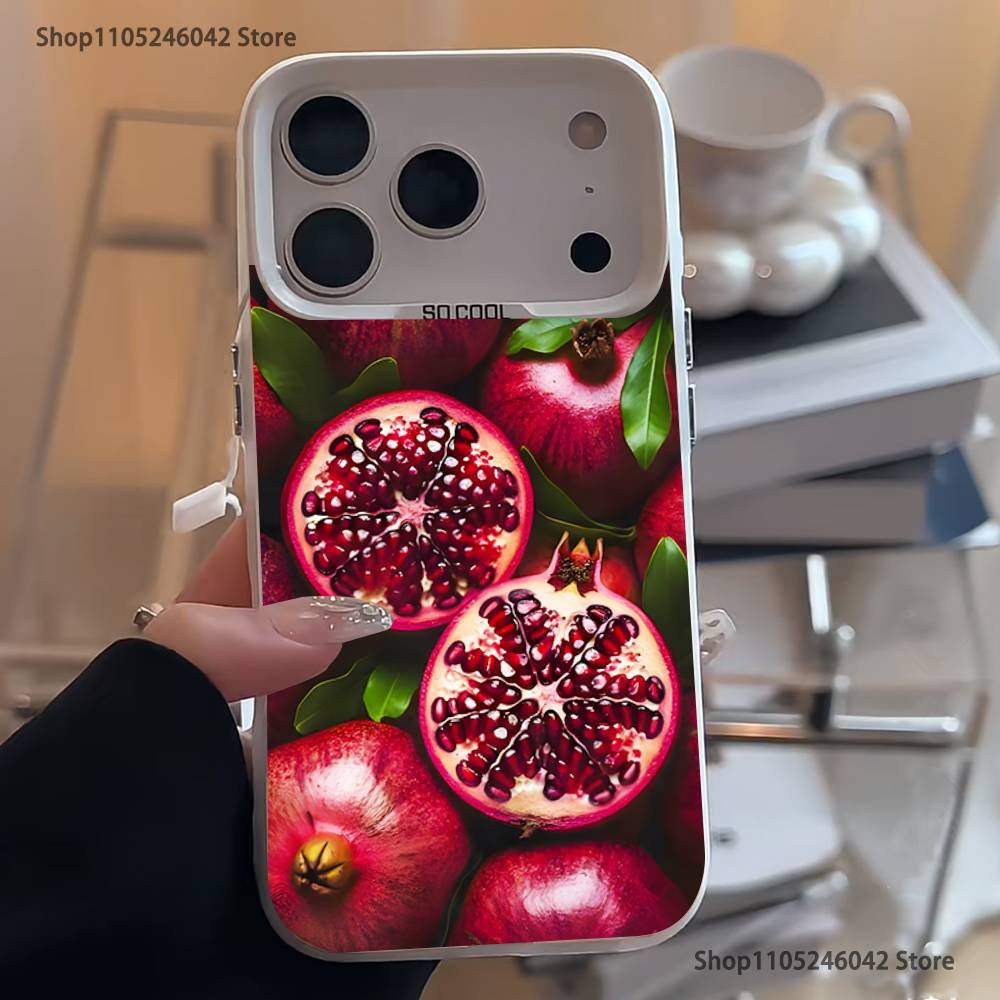 Cute pomegranate For White Candy Matte Cover iPhone 17,16,15,14,13,12,11,Mini,Pro,Plus