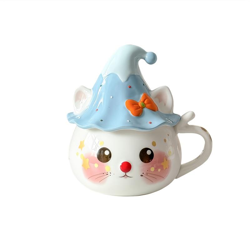 1pc Cute Cat Ceramic Mug with Lid, Handmade Multipurpose Coffee Cup, Insulated, Reusable Milk Cup, with Hand Wash Only, Ideal Gift for Christmas