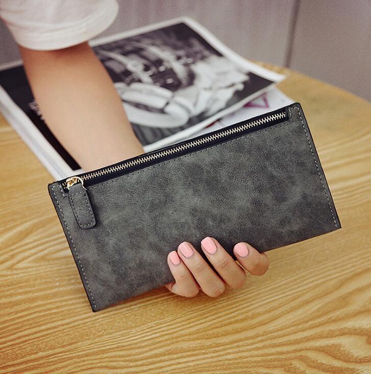 Long PU Leather Women Girl Purse Wallet Mobile Thin Zip Handbag with Card Holders