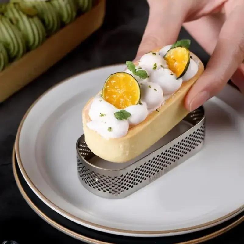 6Pcs Oval Perforated Tart Rings -Stainless Steel Tart Ring Molds For Professional Pastry Cake Molds Tart Rings Baking Molds