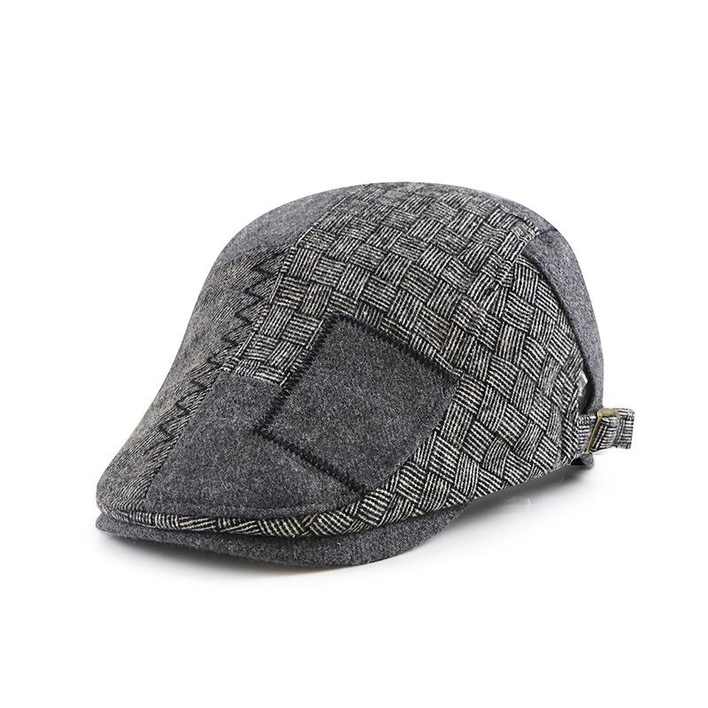 

New Arrival: Patchwork Beret – British Vintage Style for Men and Women; Suitable for Young, Middle-Aged and Elderly People темно-серого