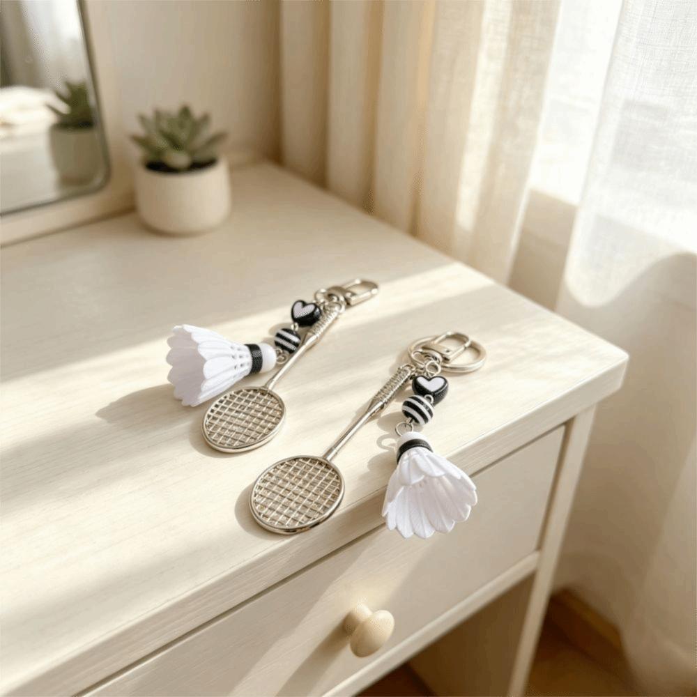 Creative Design Badminton Keychain Exquisite Workmanship Badminton Pendant Keyring Bag Ornament