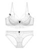 French Women's Sexy Bra Lace Bow Contrast Color Beautiful Breasts Big Breasts Small Thin Underwear Set