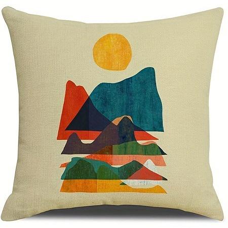 Kleurrijke Abstracte Patroon Kussensloop, Bank Slaapkamer Kussenhoes, Enkelzijdig Bedrukt, Zonder Kussenvulling Peach skin 18*18(CM)-1Pcs