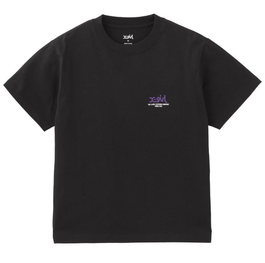 Casual Drip Paint Logo Short Sleeve Black X-girl Tee, Women's,