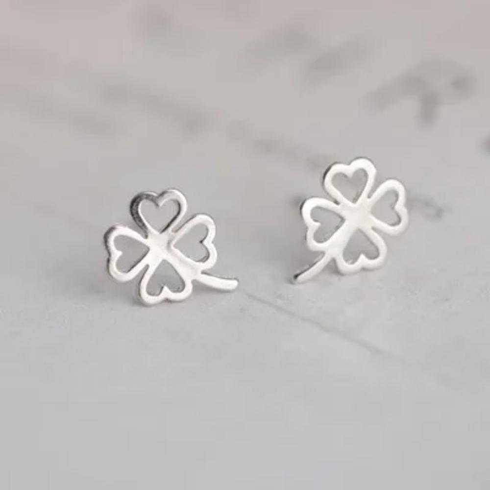 Silver Plated Korean Style Stud Earrings for Women Creative Ear Hole Design Allergy Free Fine Jewelry Accessories