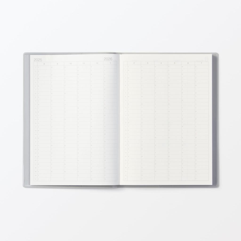 MUJI 2025 Planner, B6, Monthly/Weekly, Gray, 84526275, Starts August 2025, Monday Start, No Calendar, Holidays, or Moon Phases