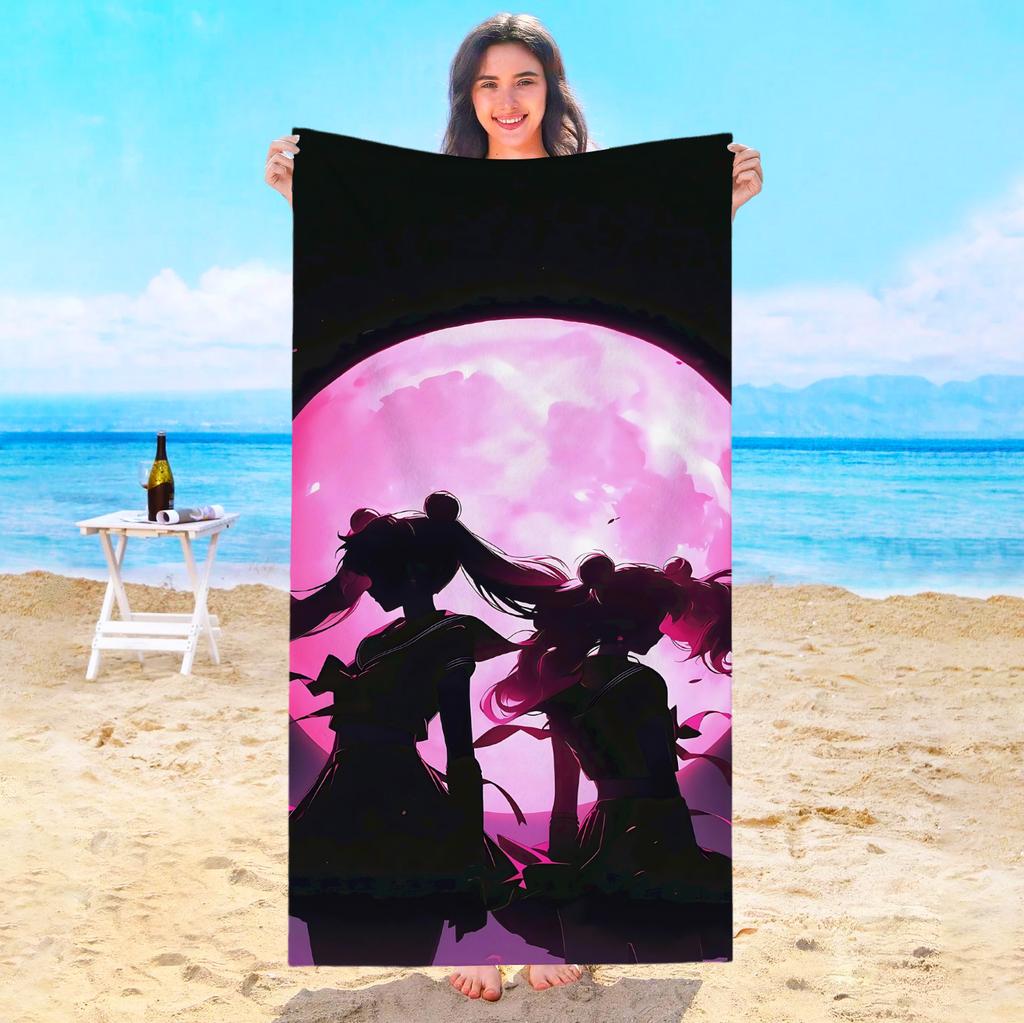 Cute Cartoon S-Sailor M-Moon Beach Towel Hotel Towels Bathroom For Home Travel Swimming Pool Sauna Playa Baby Spa Bath Gym Sea