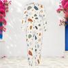 Women Plus Size Geometric Printed Round Neck Long Sleeve Two Piece Set Cuffed Top And Pants With Pockets