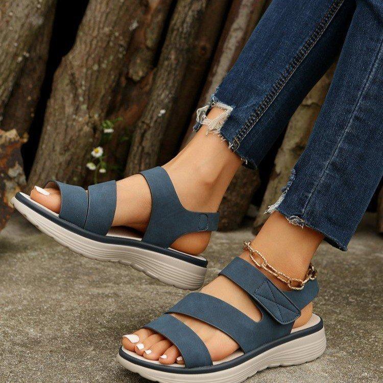 2025 new women's sandals lightweight soft sole non-slip thick sole large size Velcro outer sandals women's shoes wish