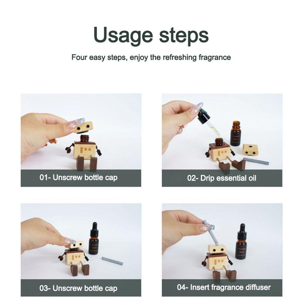 Cartoon Robot Diffuser Partable Shaking Feet Wooden Doll Wood Shake Car Ornament  Car Accessories