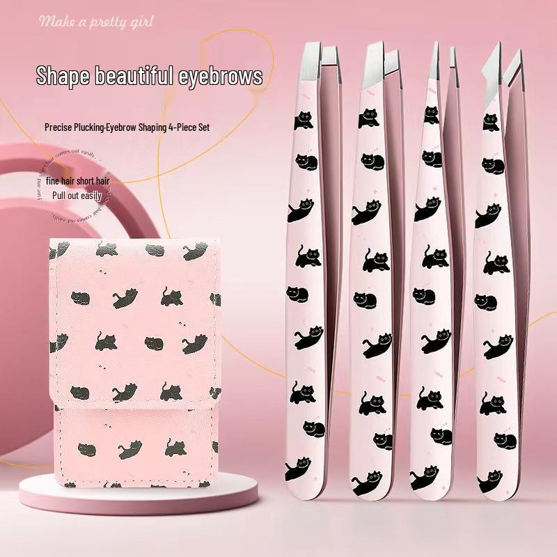 High-Precision Stainless Steel Tweezers Set for Eyebrows and False Eyelashes - Men's and Women's Professional Grooming Tool