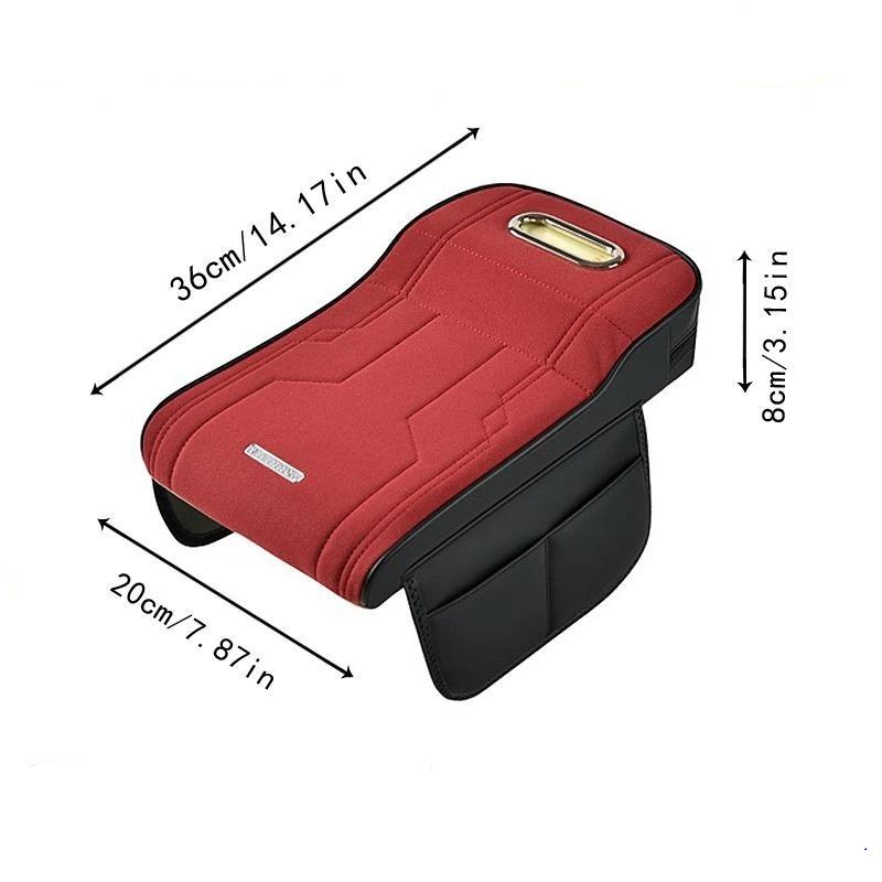 Universal Car Armrest Pad Height-Increasing Insoles Shearling Tissue Storage Box With Side Card Holder/Storage Pouch