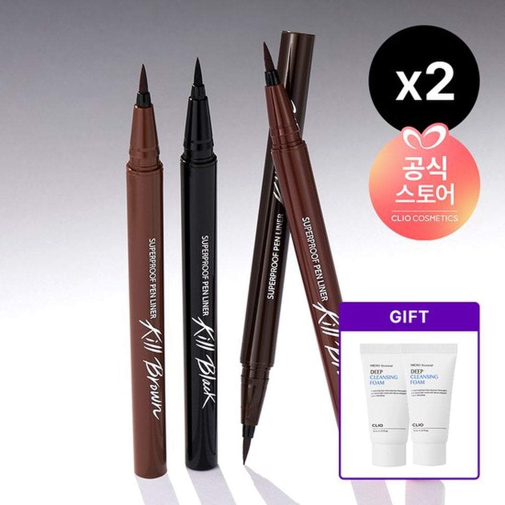 Clio Superproof Pen Liner 0.55ml + Deep Cleansing Foam Mini