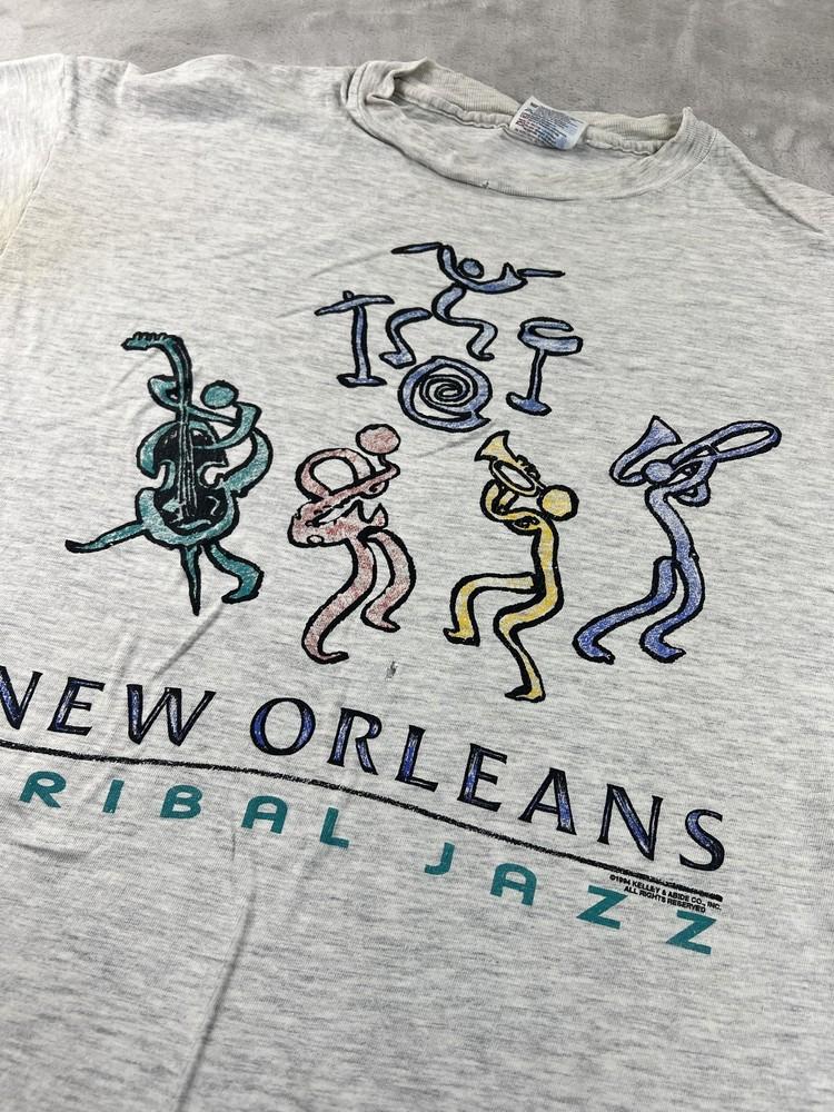

Vintage New Orleans Tribal Jazz Shirt Mens Extra Large Gray 1994 Hanes USA 90s Unisex T-Shirt S