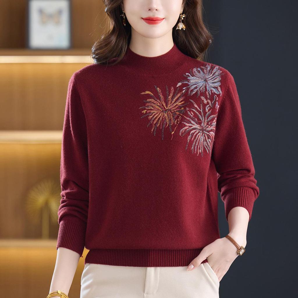 2025 Women's Plus Size Wool Sweater - 100% Wool Winter Base Layer, Loose Fit Fashionable Innerwear for Women