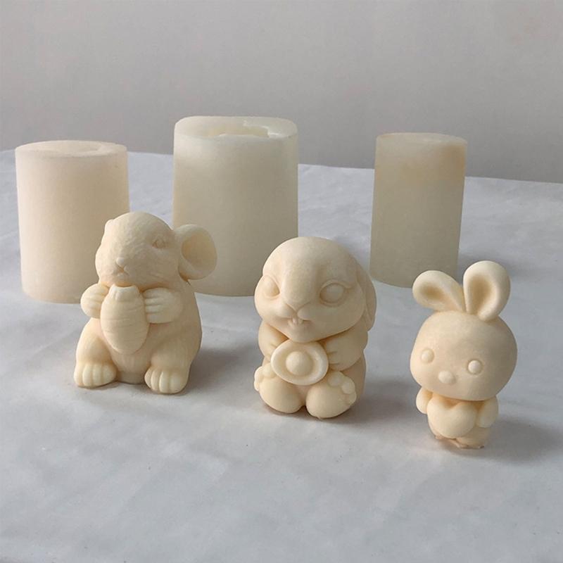 Easters-Rabbit Molds Rabbits Silicones Candle Molds Cute 3d-Rabbit Molds Resins Soap Molds Candle Scented-Making Supply