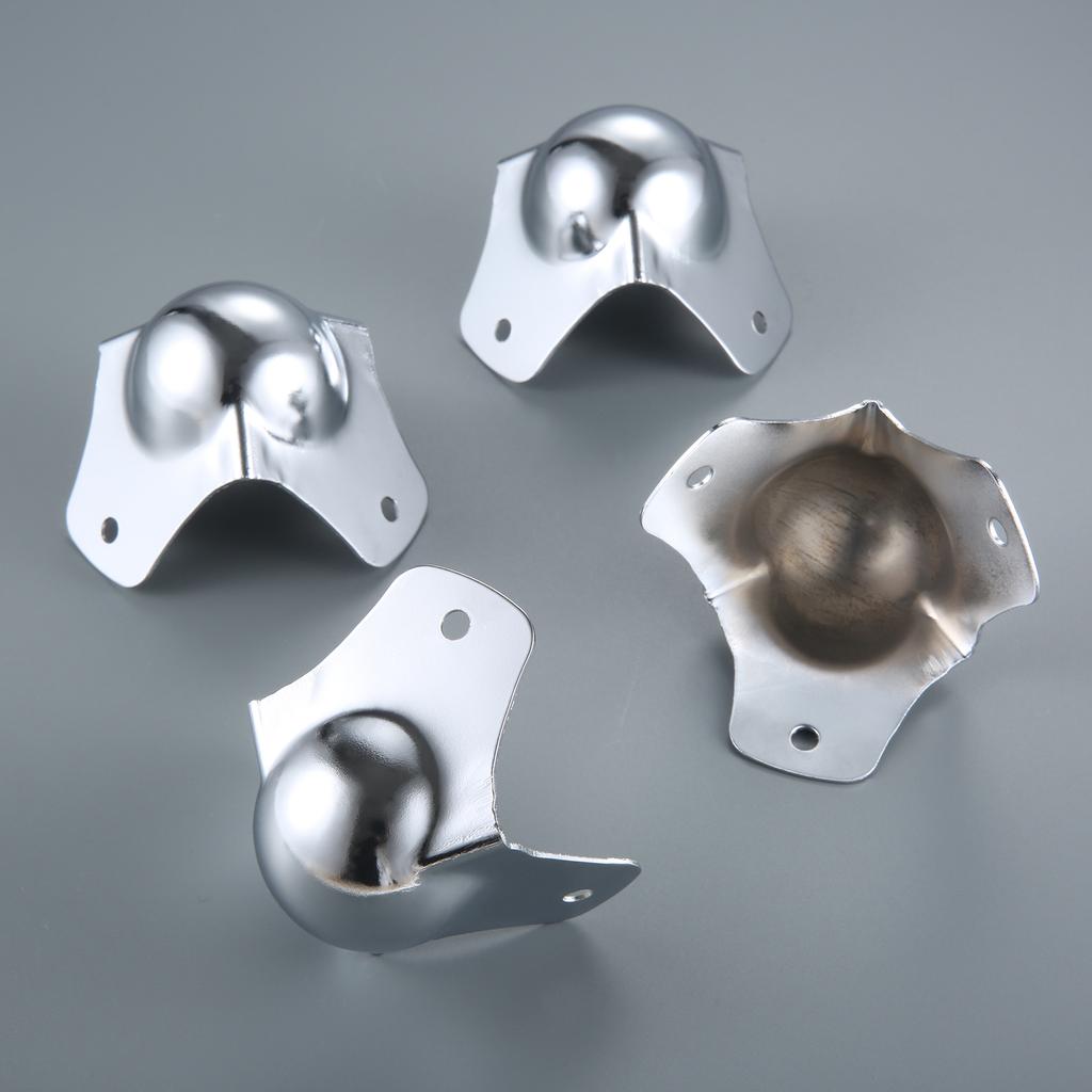 4pcs Flight Audio Case Spherical Wrap Corner 68mm Metal Pressed Concave Ball Protector Silver Decor Luggage Aluminum Box Speaker