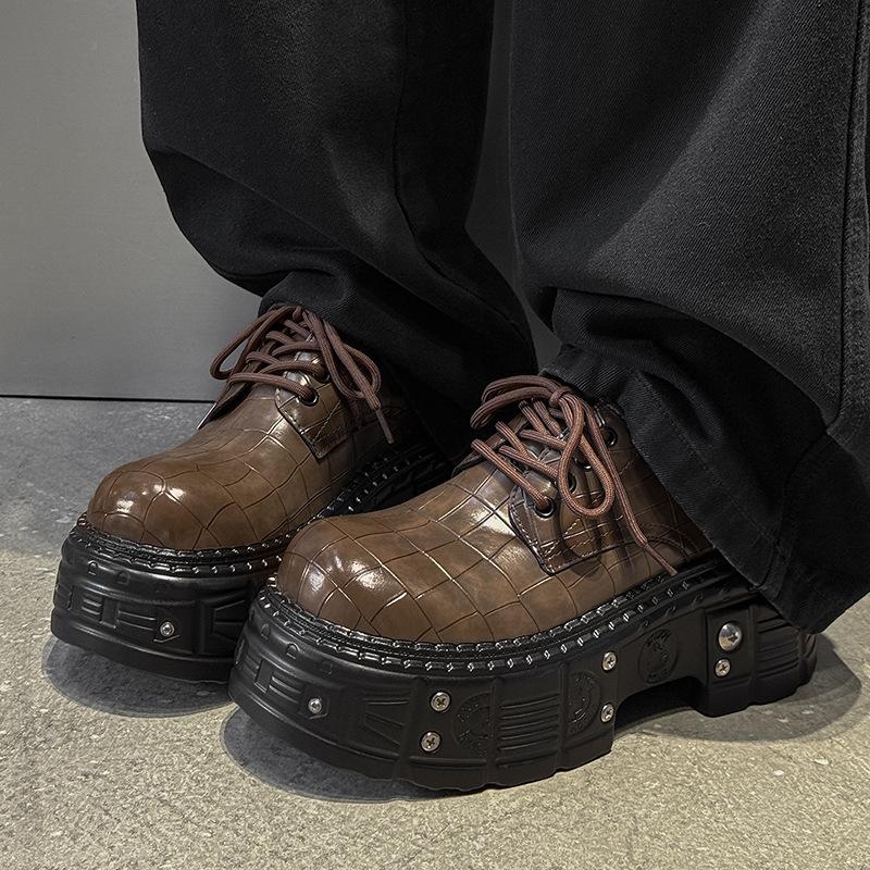2026 New Metal Derby Shoes Men's British Style Heightening Punk Platform Shoes for Men High Quality Shoes Men Leather Original