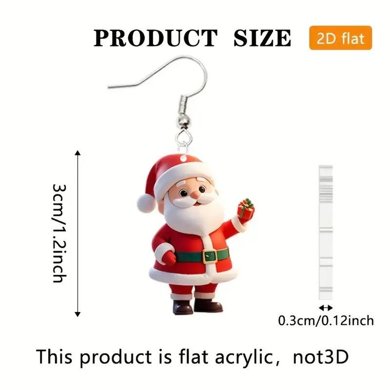 Cross-border New Christmas Santa Earrings Flat Acrylic Holiday Party Versatile Christmas Earrings Ornament