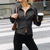 Mode Chemise Rayée Coupe Ajustée pour Femme Manches Longues Blouse Élégante Col de Chemise Bureau Décontracté Hauts Courts Simples Simples Printemps Été Streetwear Vêtements de Base
