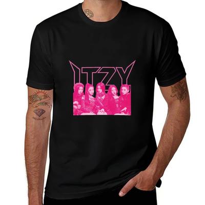 Metal ITZY Pink Black Version Graphic Tee Unisex Gym Exercise Short Sleeve Casual Sport Kpop Streetwear Fashion Tops