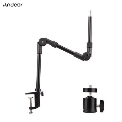 Andoer ST-01 support de bureau pliable et Flexible support en métal avec adaptateur à rotule à vis de 1/4 pouces