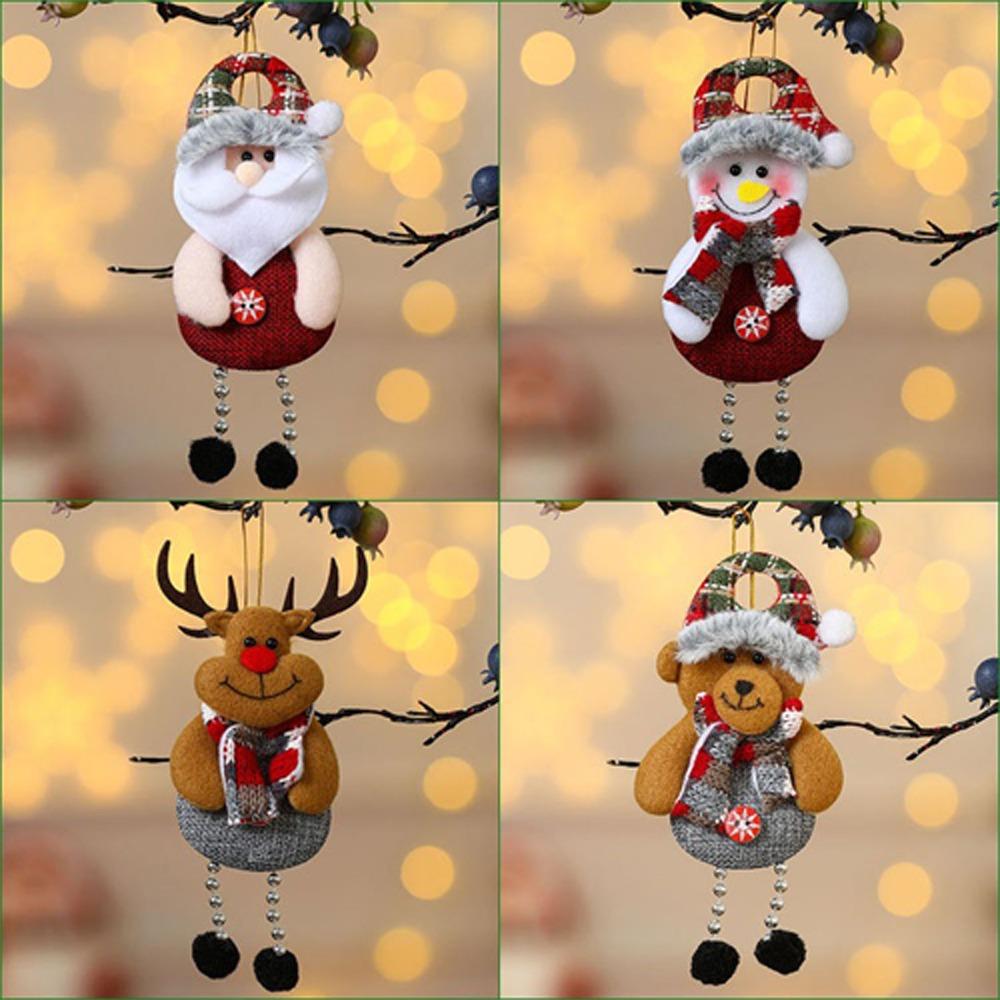 New Christmas Gift Santa Claus Snowman Deer Plush Doll Ornamental Small Pendant Christmas Tree Hanging Decorations Accessories