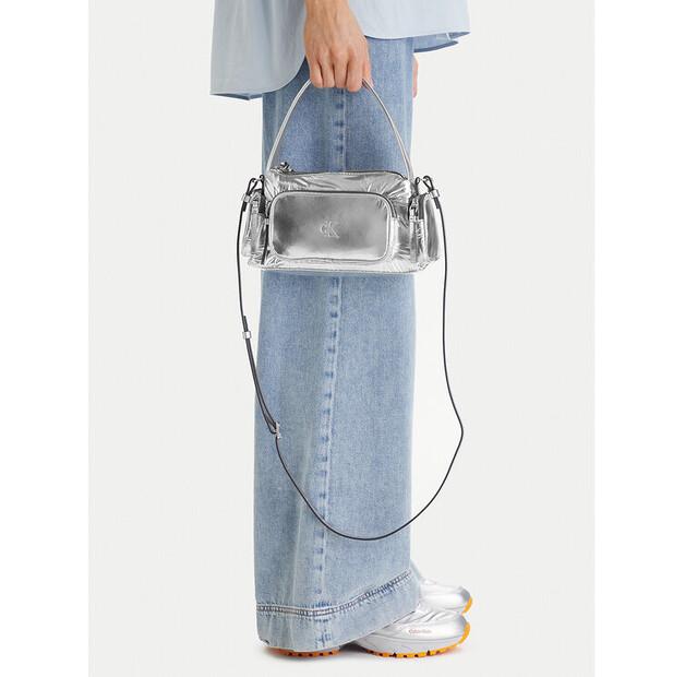 Calvin Klein Pocket Silver Nylon Small Bag