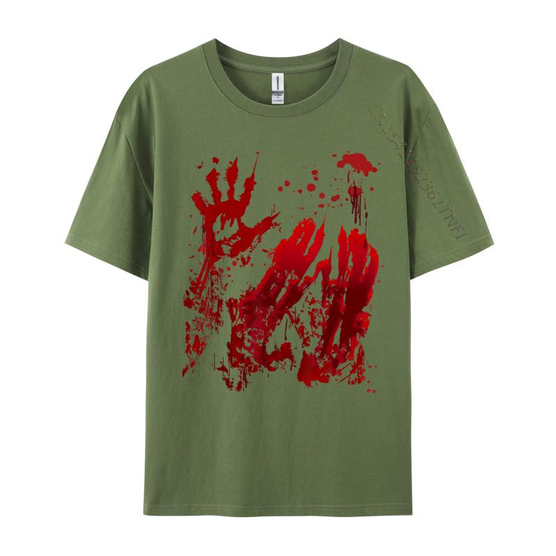 Bloody Red Blood Splatter Halloween Zombie Fashionable Luxury Designer T-Shirts Coupons Pure Cotton Mens T Shirt Simple Style