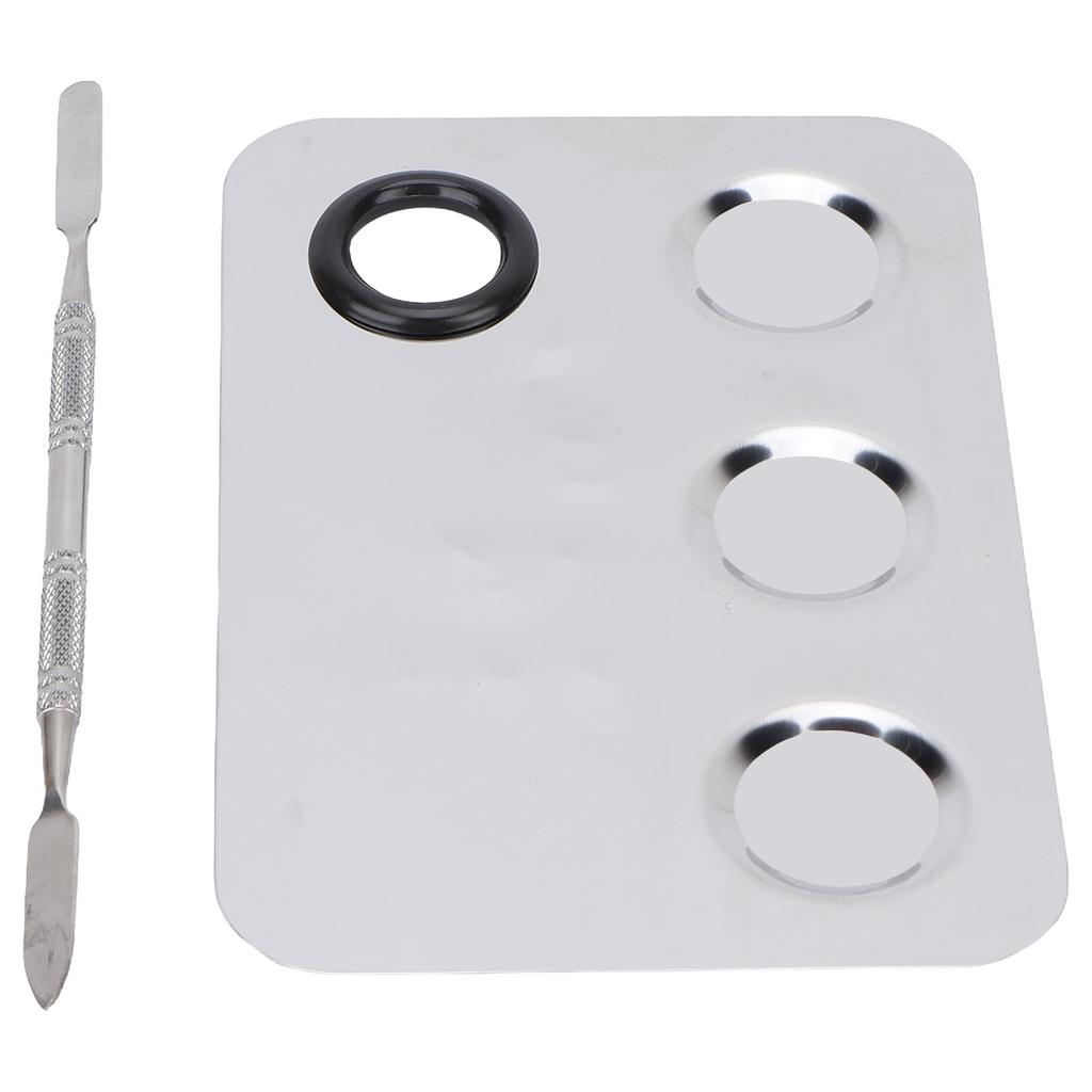 Kosmetische Mischplatte Edelstahl Make-up Professionell Rechteckige Form Geschlitzt Pigment Mischpalette mit Spatel