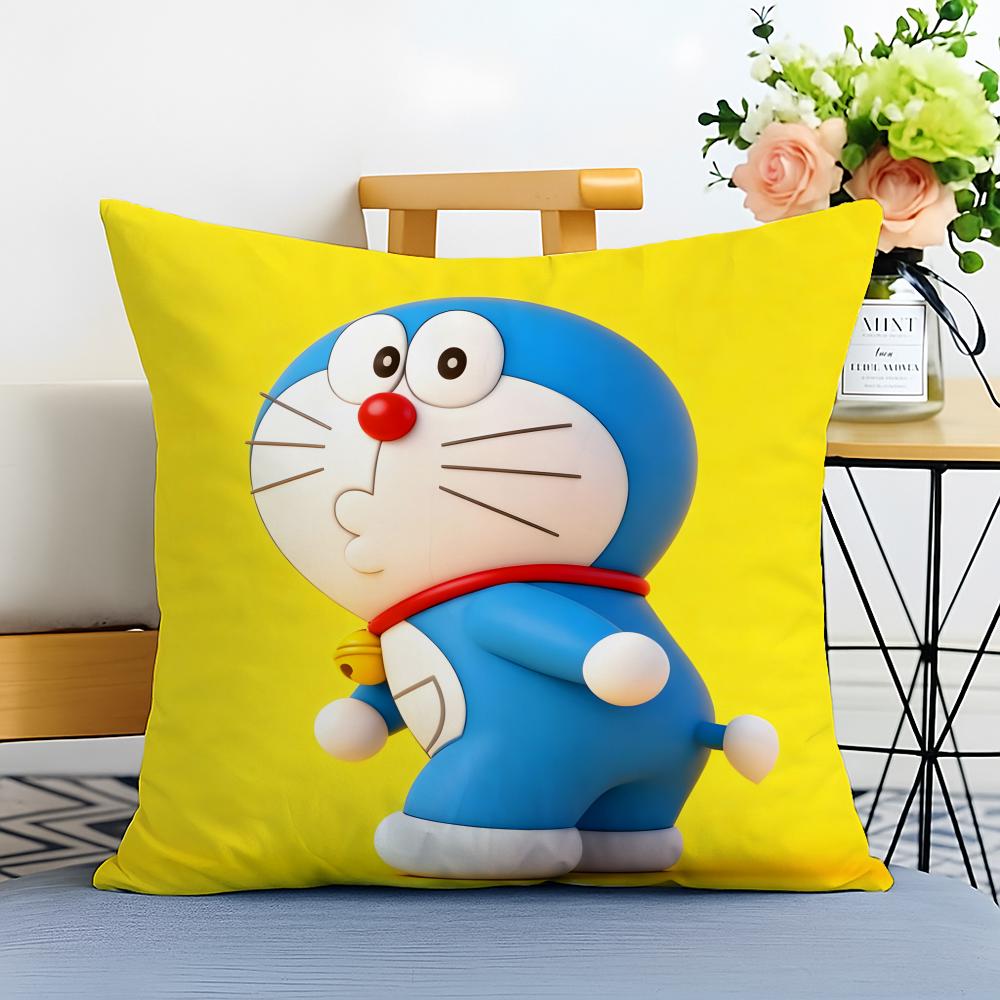 DDoraemon Cushion Cover Washable Linen Pillowcase Soft for Sofa Bed Cozy Home Room Decor