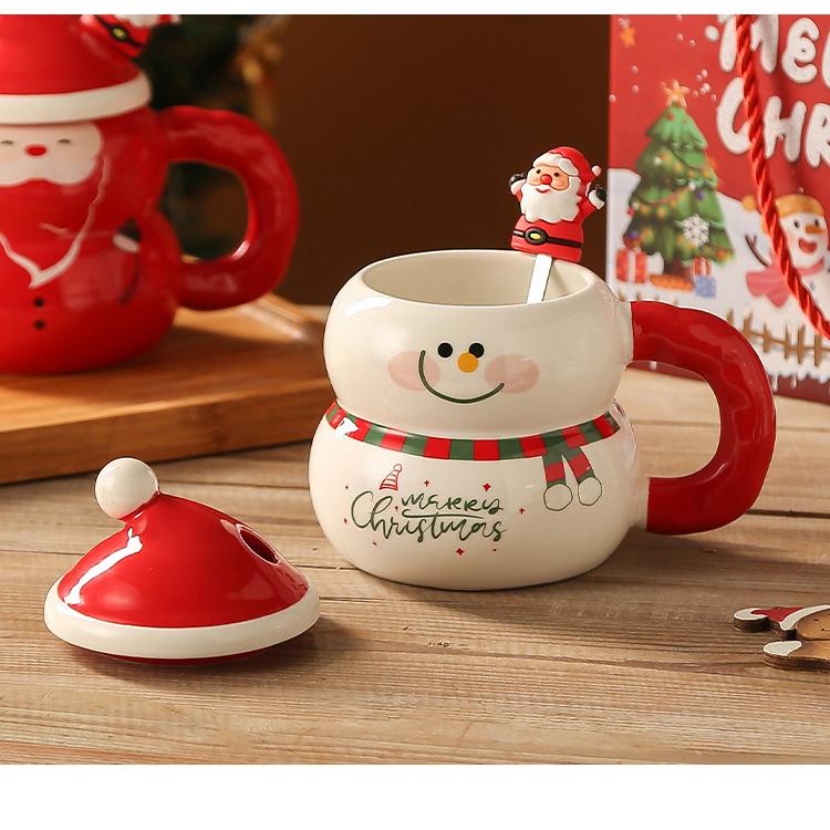 Christmas Themed Ceramic Mug with Lid