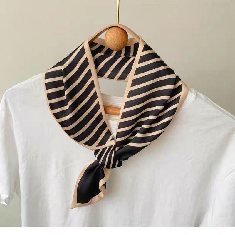 French polka dot silk scarf neck women's new high-end long strip matching shirt Korean thin small scarf